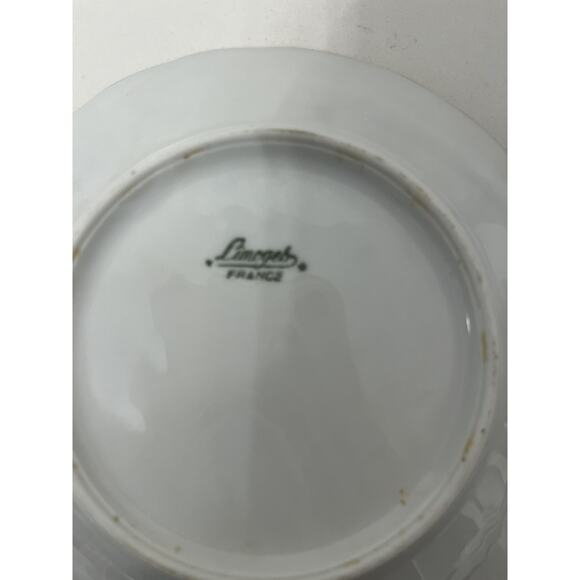 Limoges France Ruffled Candy Serve Porcelain Dish Gold Trim Handles Floral Vtg - Picture 2 of 5